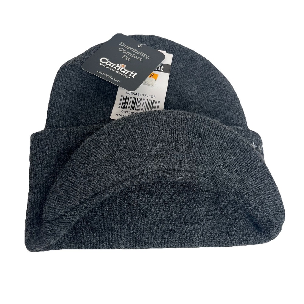 NWT Carhartt Visor Beanie Hat Gray Mens Knit Brimmed Logo Workwear Winter